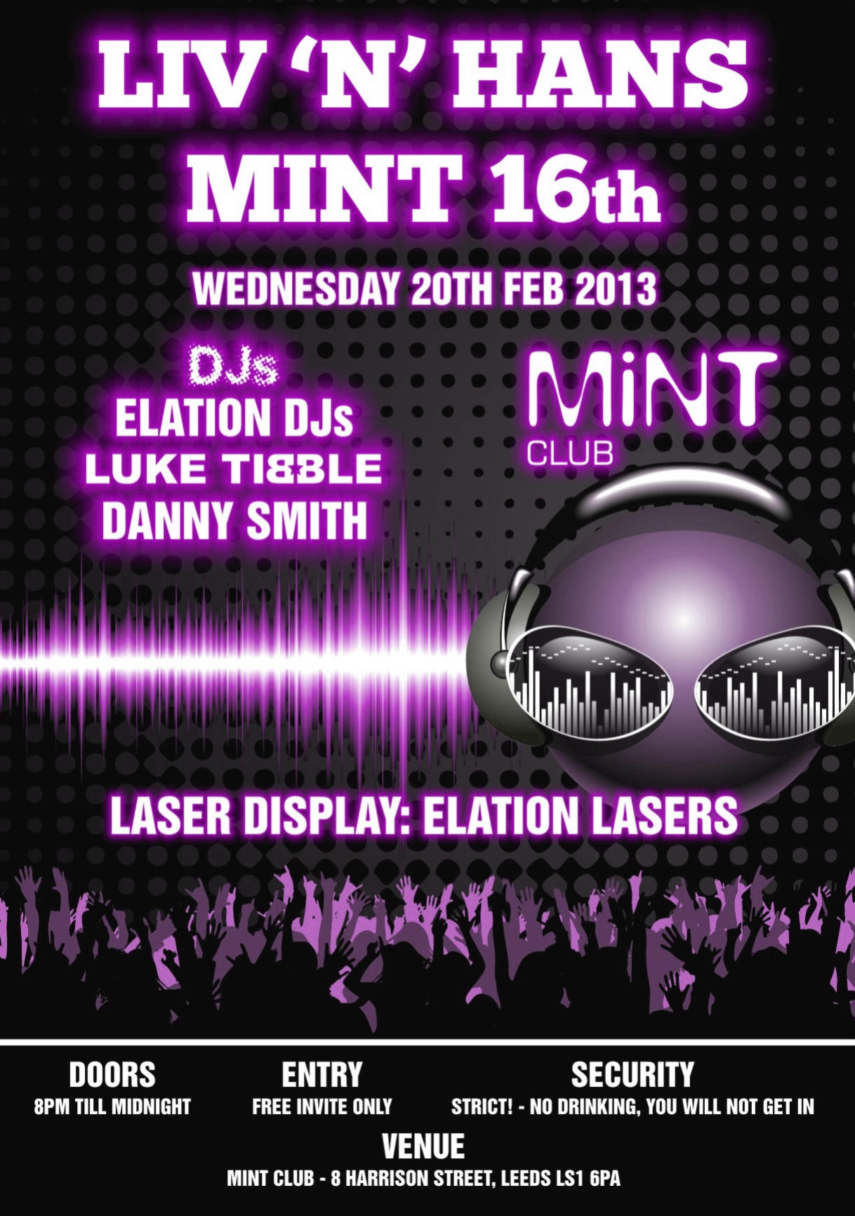 Liv & Hans Mint 16th - Mint Club Leeds - Elation DJs - Luke Tibble - Danny Smith
